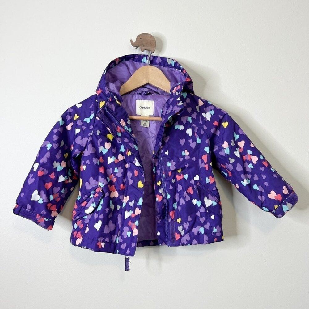 CHEROKEE Girls purple hearts jacket 3T